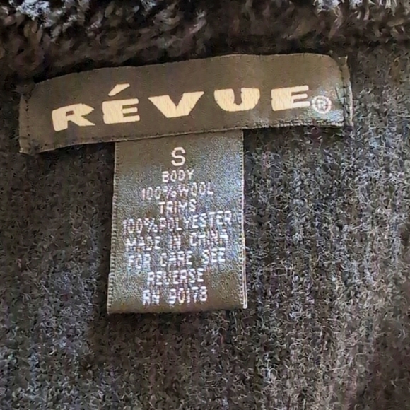 Revu Womens Boho Long Black 100% Wool Crochet Trim Vest Size Small - Picture 4 of 10